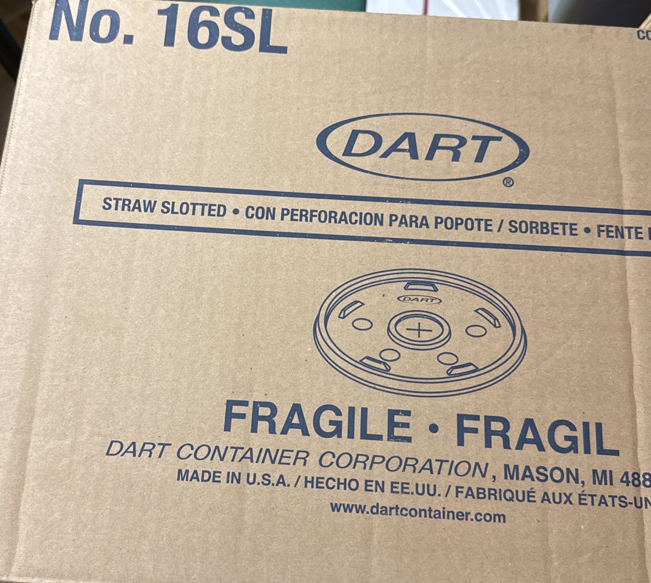 Dart 16SL Straw Slotted Translucent Lids For Dart Foam Cups 16-24oz 200 pack New