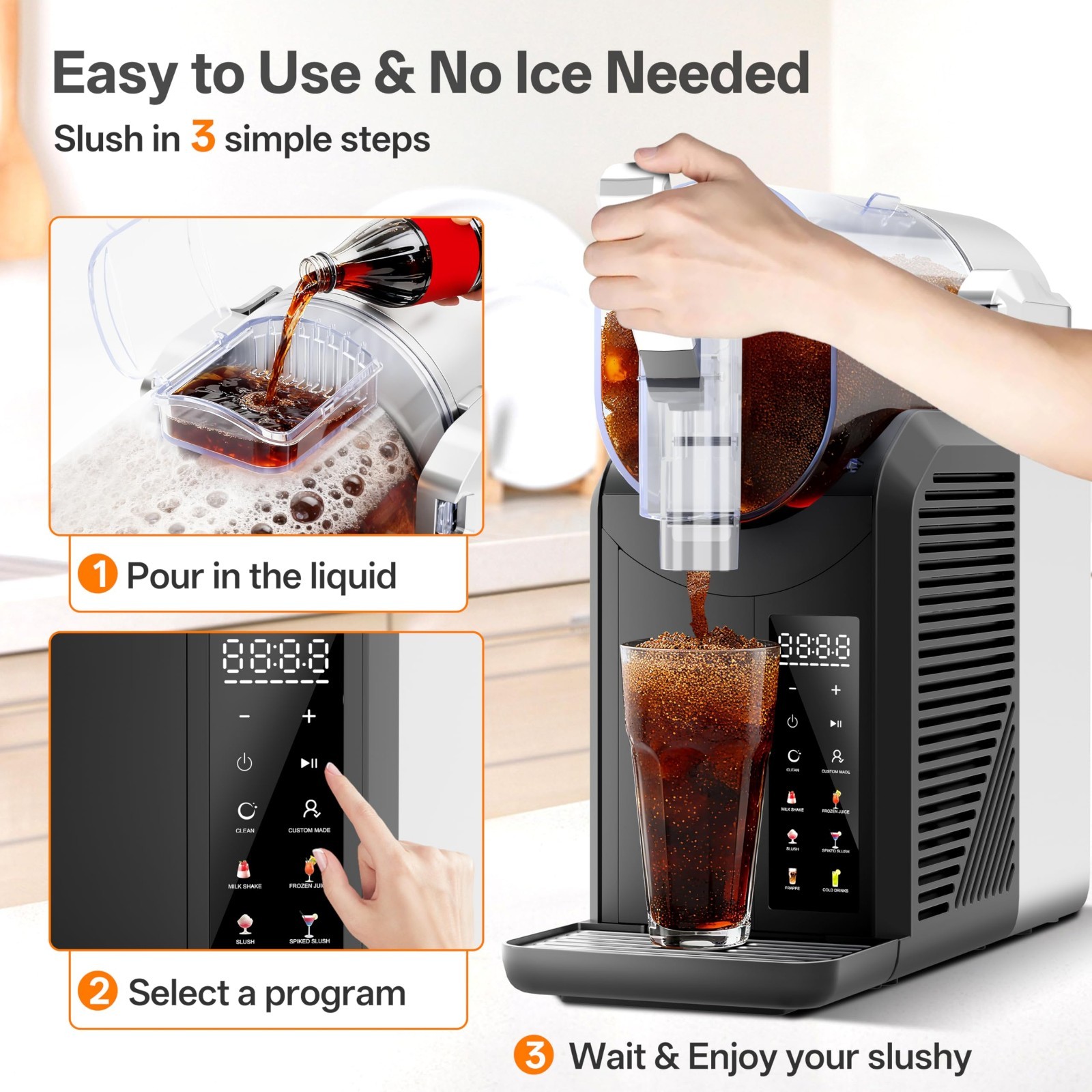 2L Slushie Machine for Home & Party | Frozen Drink Maker, Self-Cleaning, No Ice