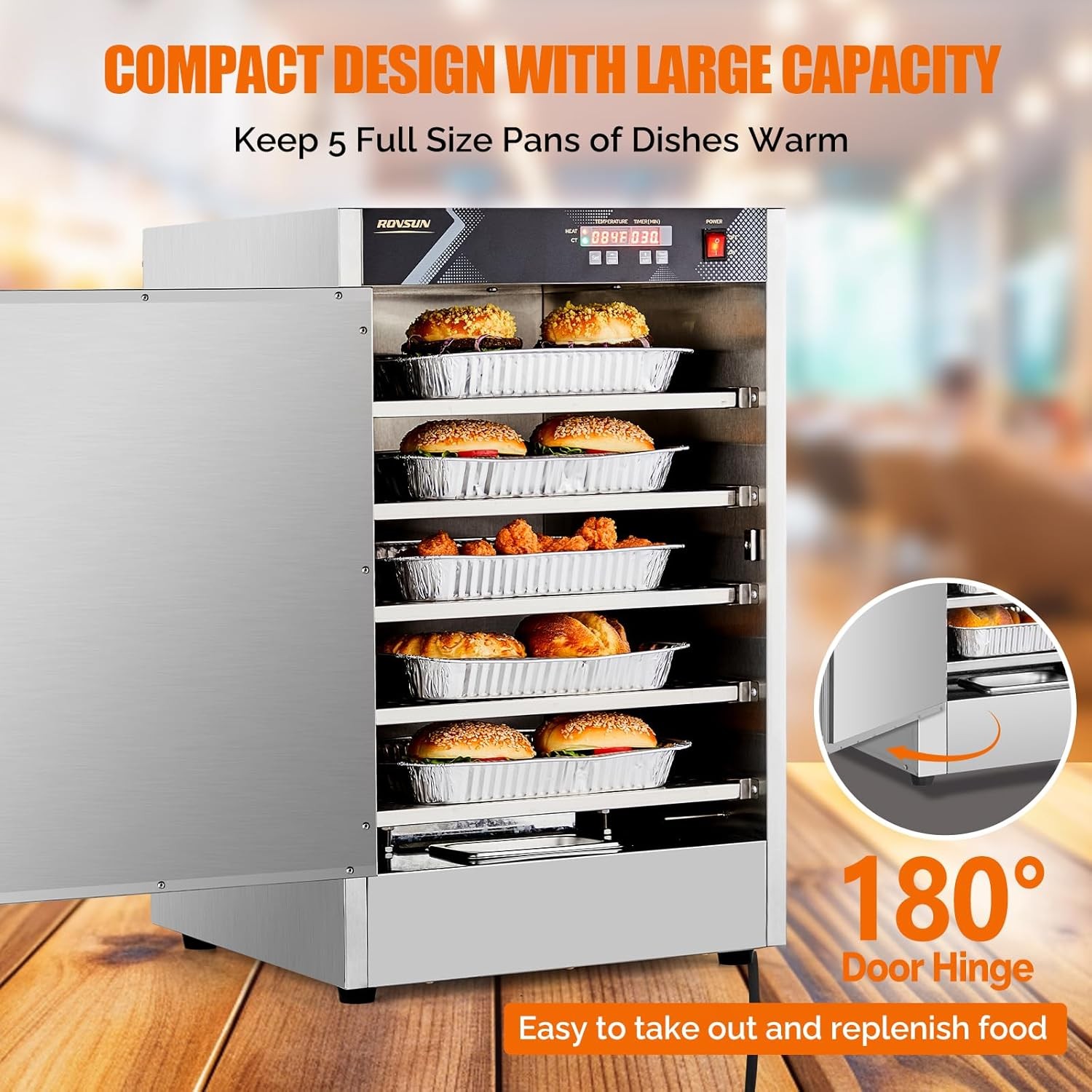 5-Tier Commercial Food Warmer,Hot Box Food Warmer Pizza Warmer w/Removable Shelf