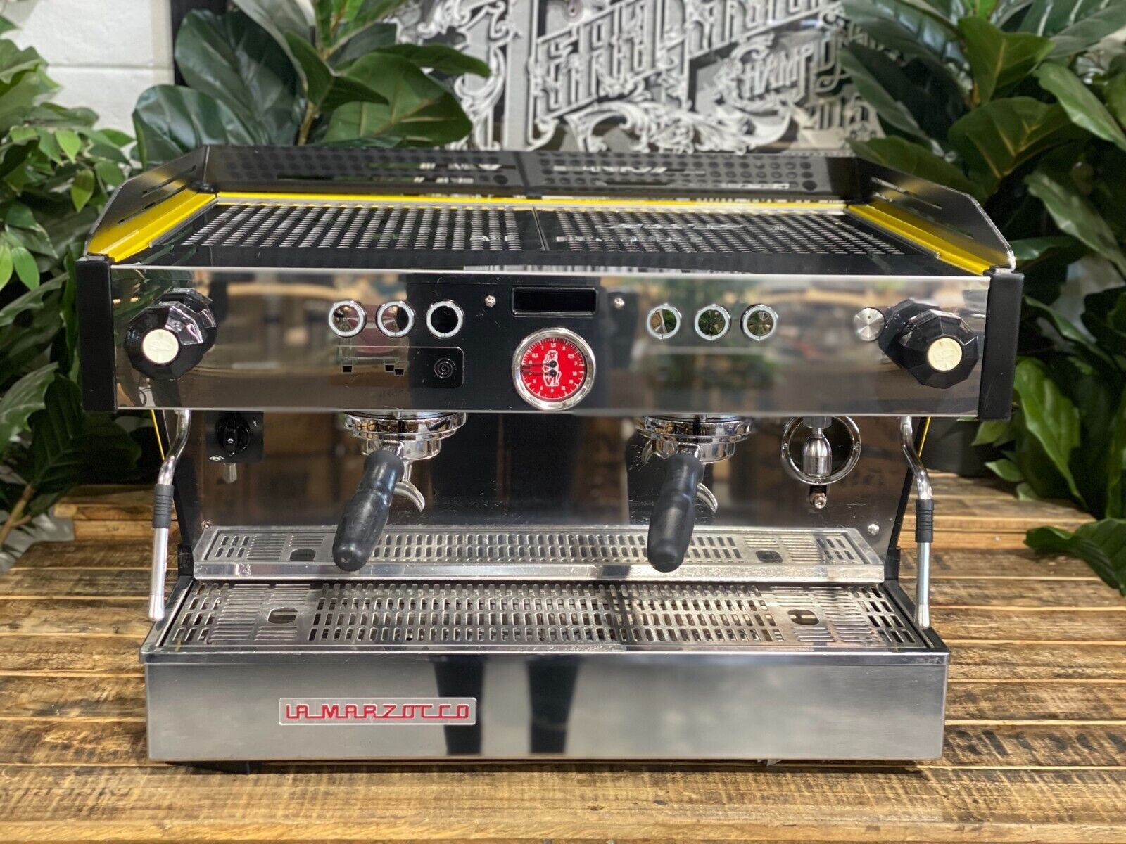 LA MARZOCCO LINEA PB 2 GROUP ESPRESSO COFFEE MACHINE YELLOW & BLACK COMMERCIAL