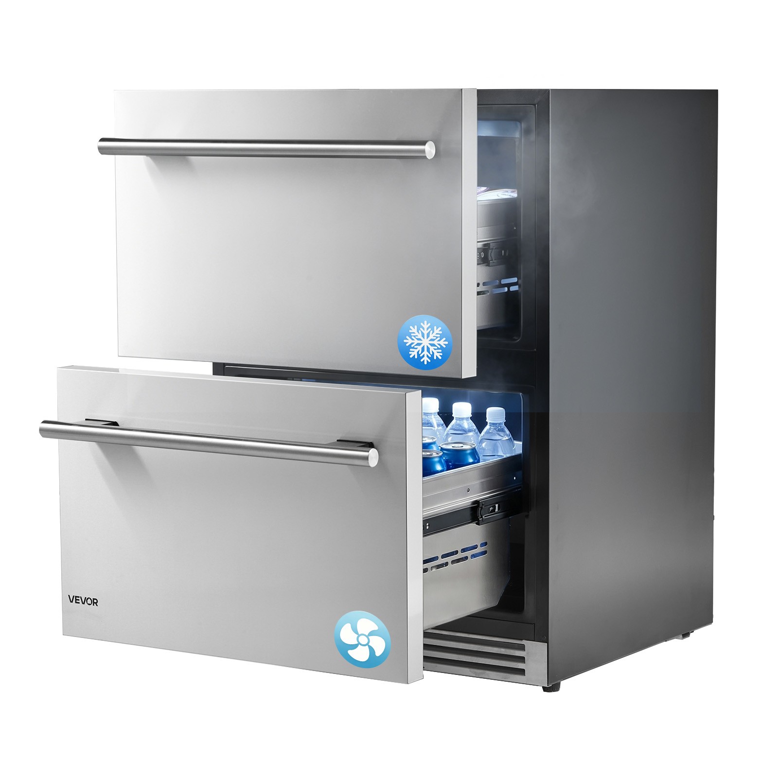VEVOR 24 in Drawer Refrigerator with Freezer Undercounter Fridge Freezer Combo