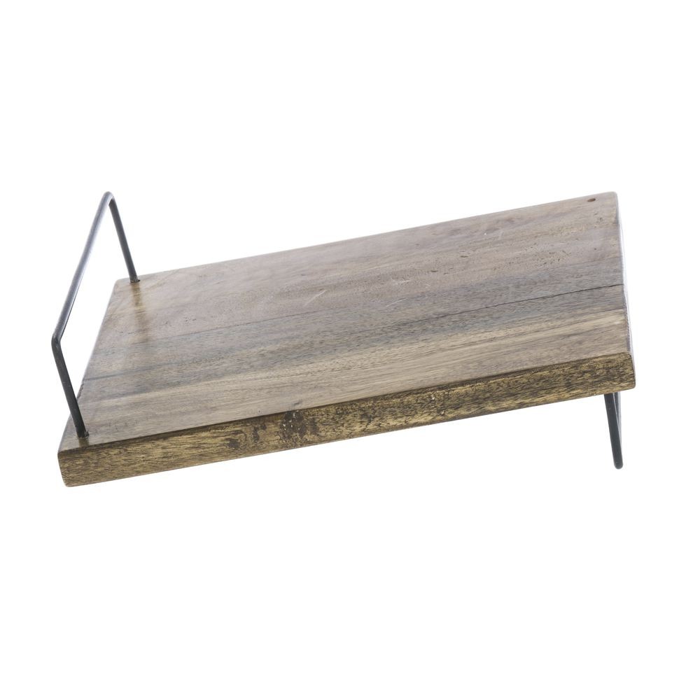 HUBERT® Square Mango Wood and Black Iron Slant Riser -12″L x 12″W x 3″H