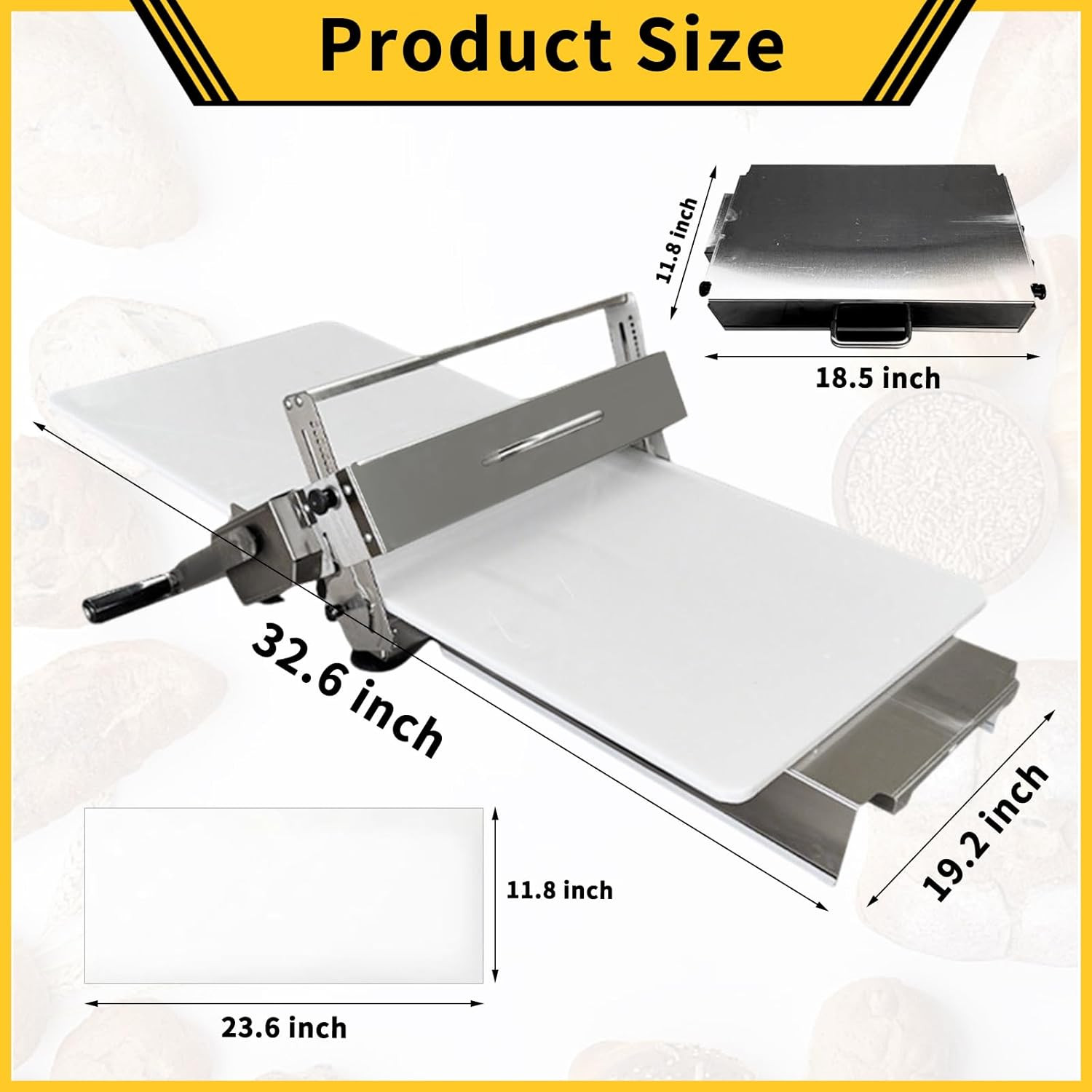 Dough Sheeter Machine for Home, Type 300 Manual Pastry Roller & Croissant Dough