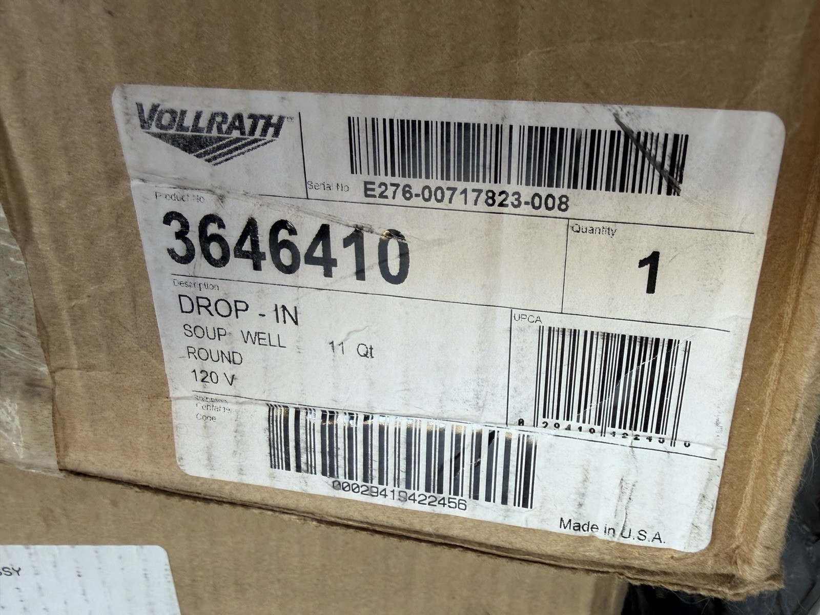 Vollrath 3646410 Drop-In Round Soup Well, 11 Qt, 120V, MPN 3646410