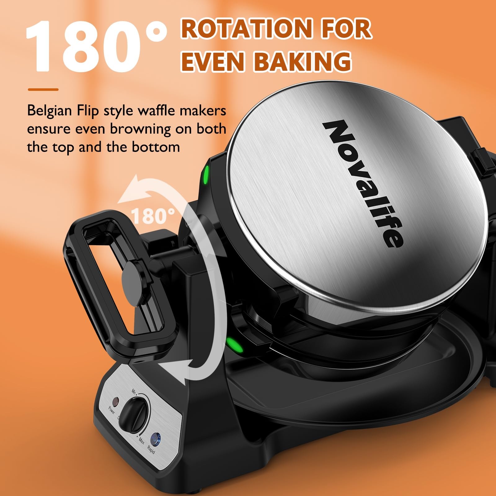 Waffle Maker, 1400W Belgian Double Iron Double, Sliver