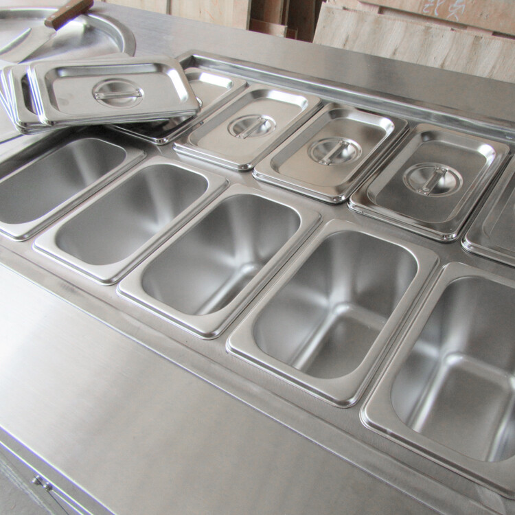 Kolice double round pans fried ice ceram machine with 10 pcs refrigerated tanks