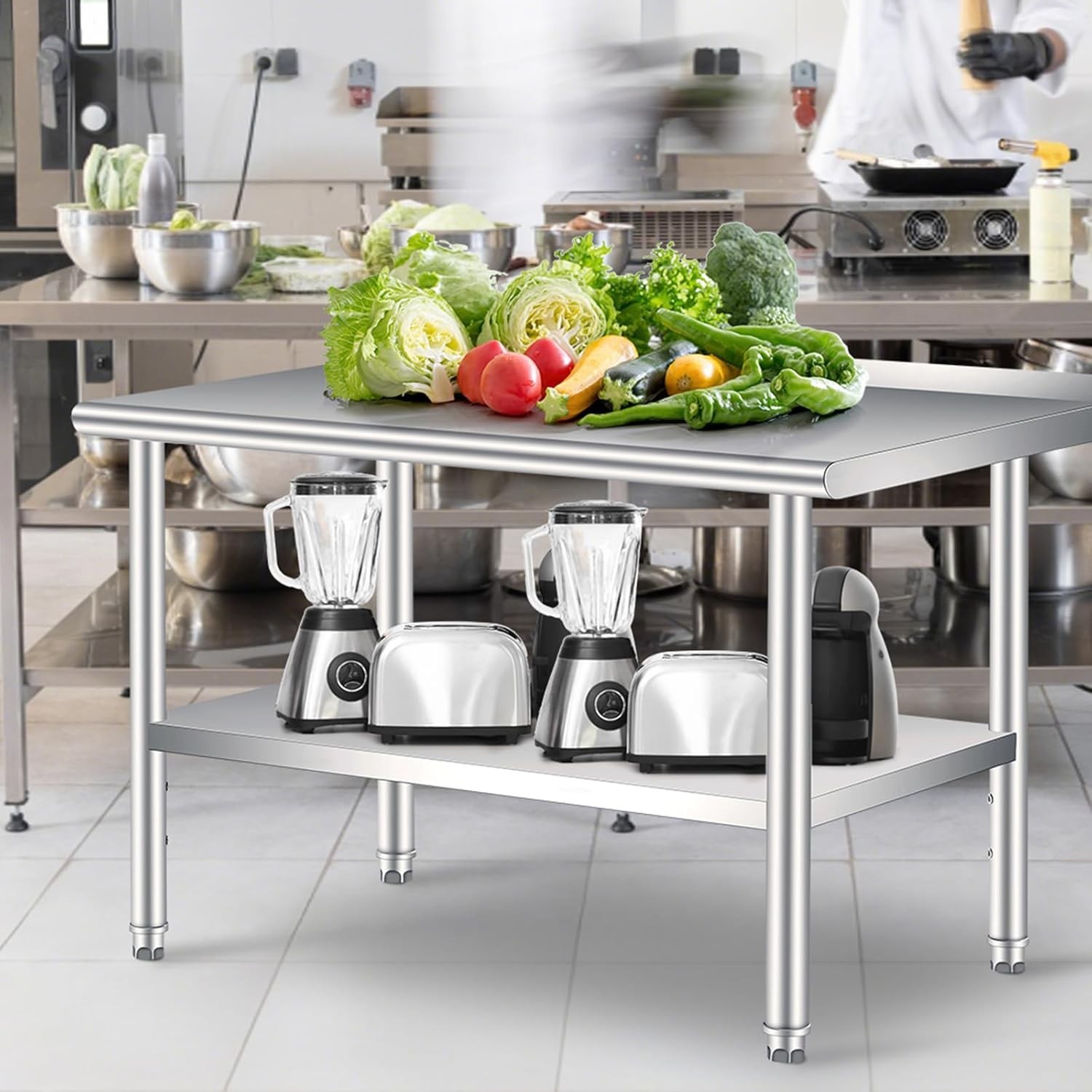 Stainless Steel 48»/60″ NSF Kitchen Restaurant Work Prep Table with Backsplash