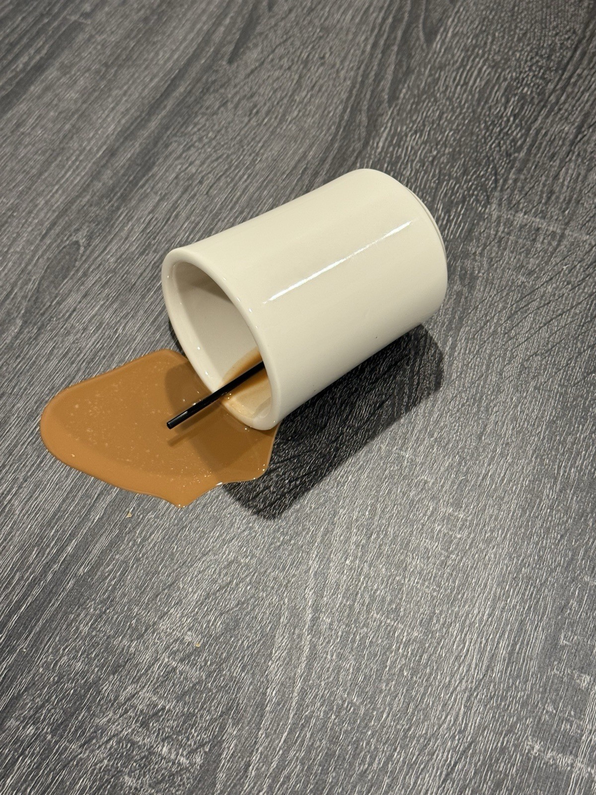 Fake Faux Coffee Spill Ceramic Mug for Gag, Display
