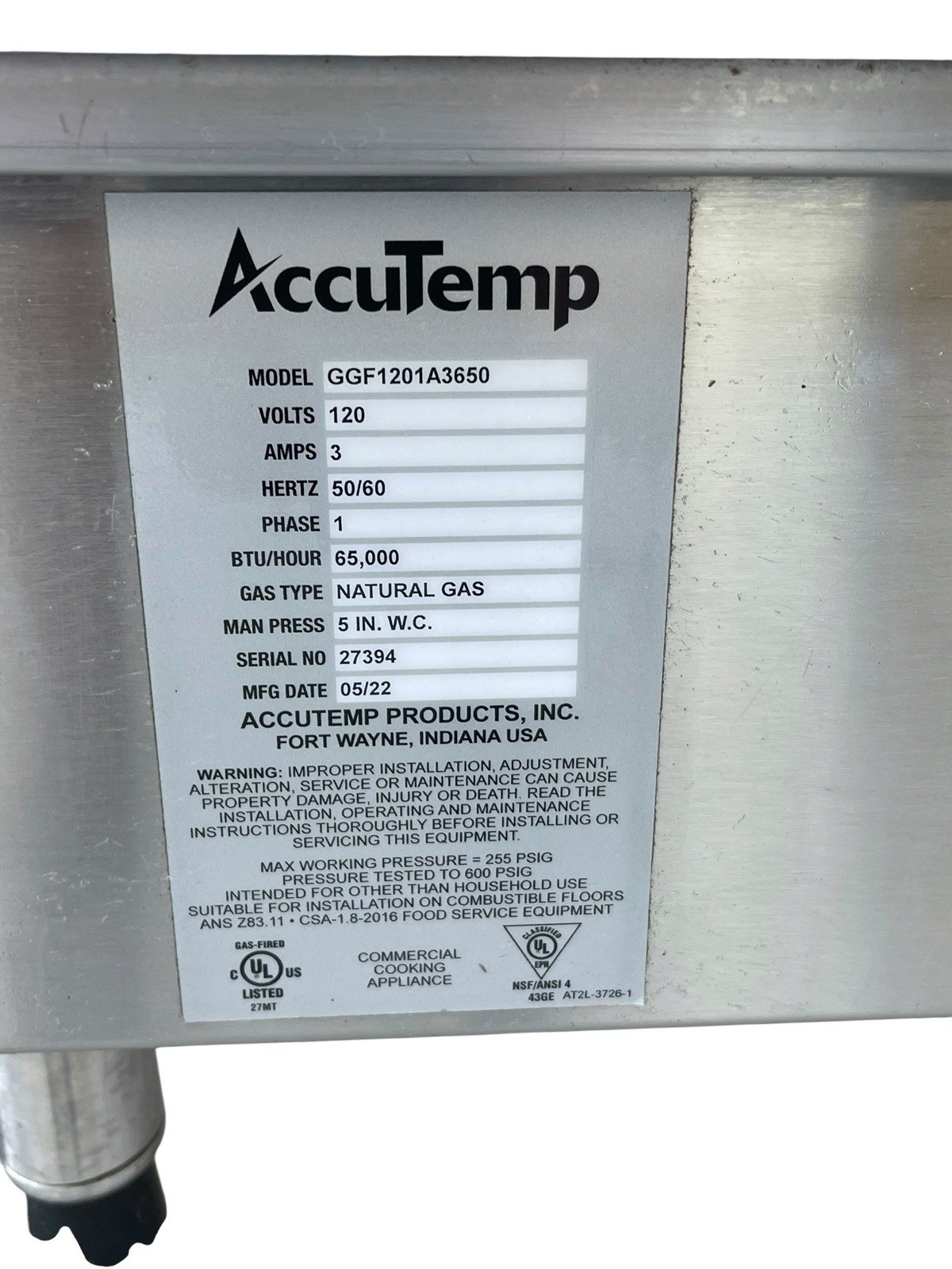 AccuTemp GGF1201A3650-T1 Natural Gas Griddle 36×30 Excellent Condition