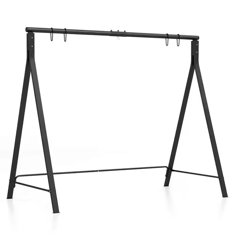 Outdoor Porch Swing Frame 5.7 Ft. Metal Hammock Stand in Black