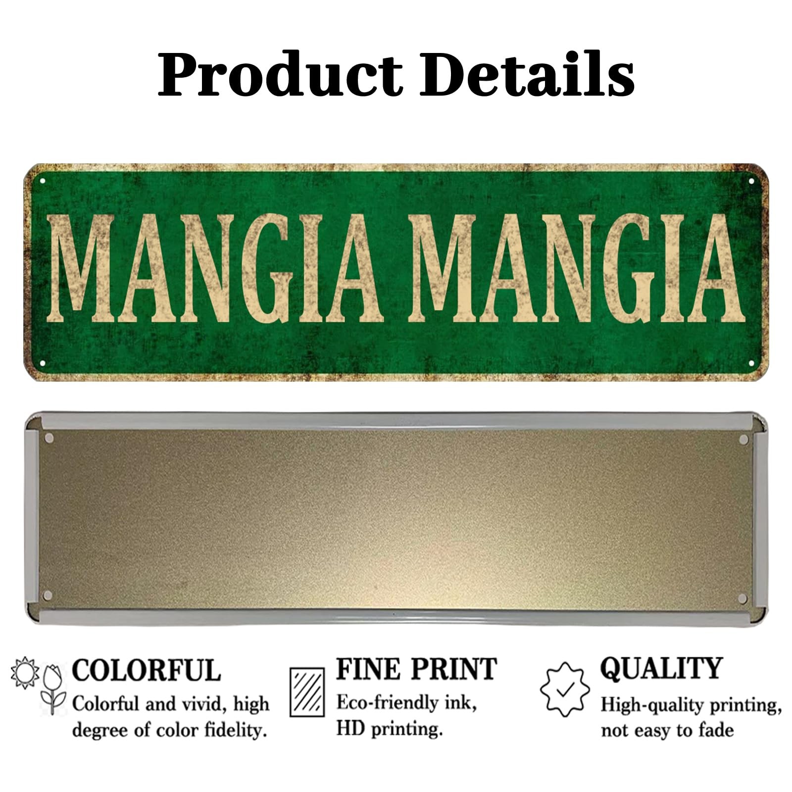 KIOZIY Mangia Metal Sign, 4”x16”, Italian, 16 x 4 Inch,