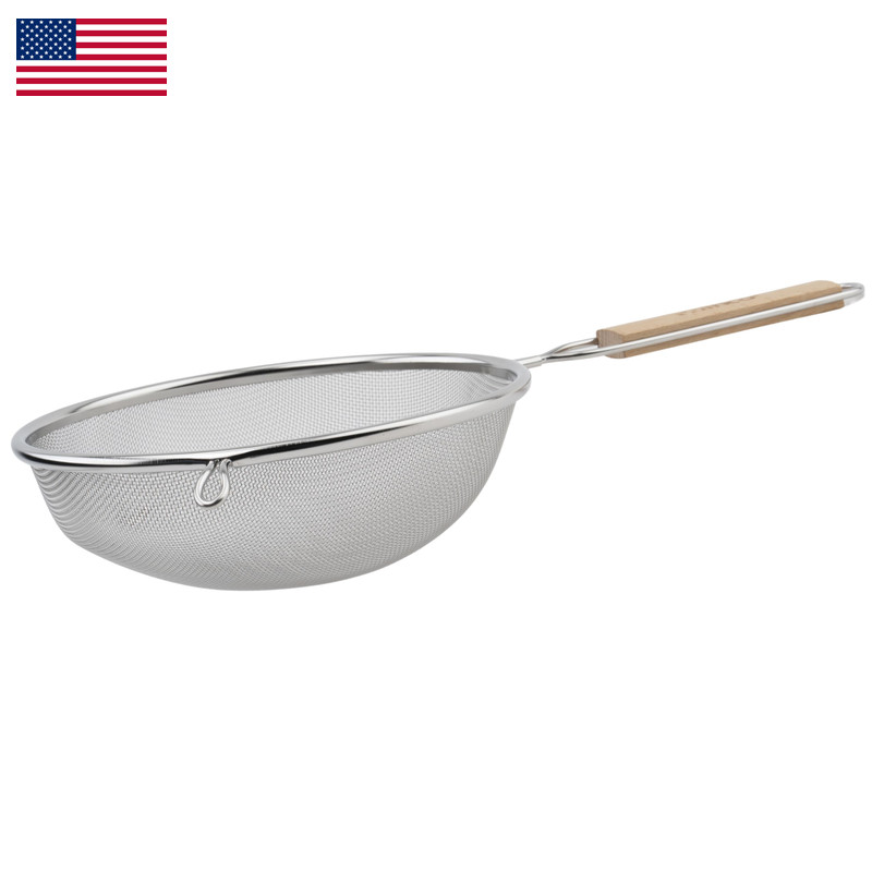 Winco Strainer Single Fine Mesh 8-Inch Diameter Medium Stainless Steel