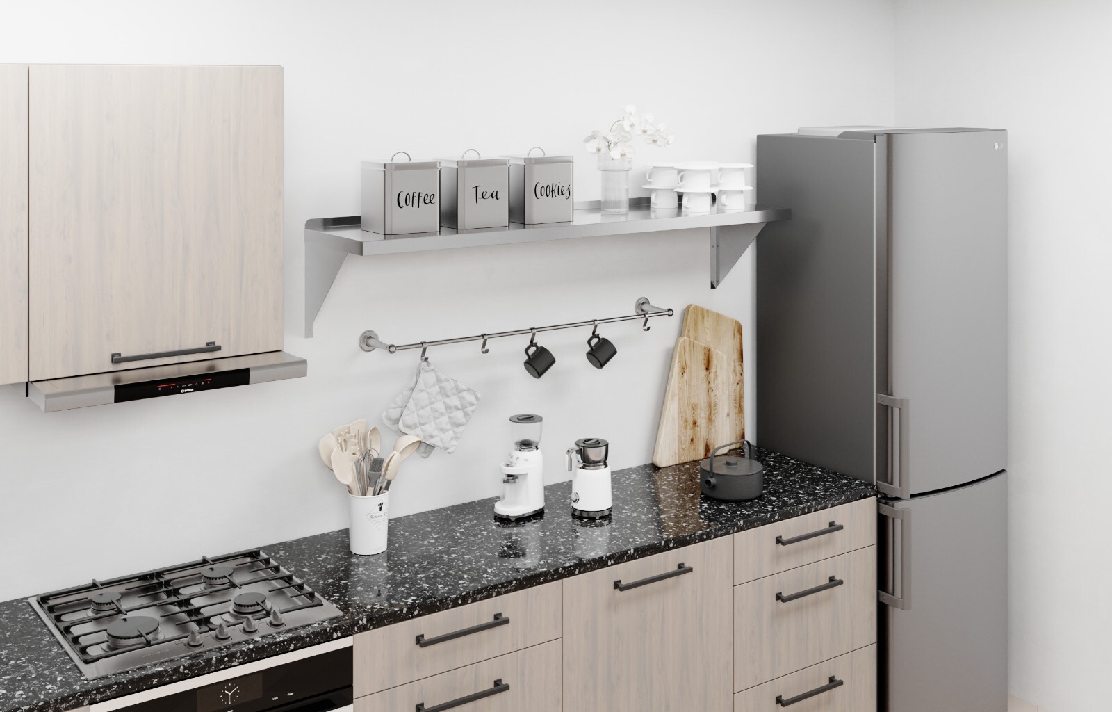 14 in. x 60 in. Stainless Steel Wall Shelf With Squared Edge