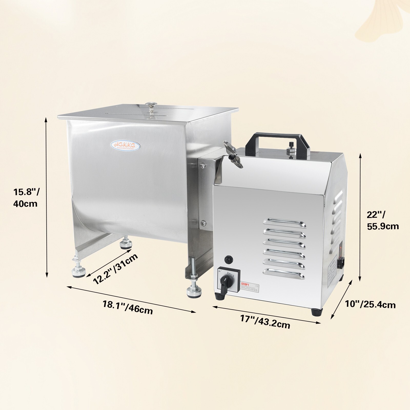 Hakka Commercial 45 Pound/22. 5L Capacity Tank Electric Meat Mixer with Motor