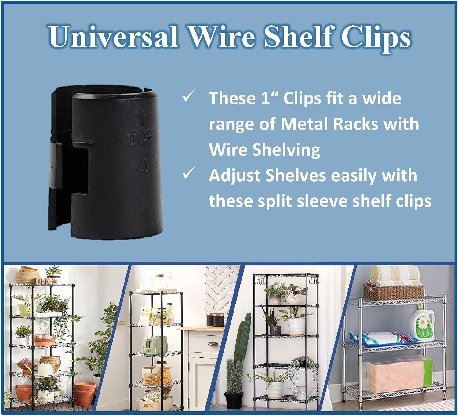 1″ Diameter Post Wire Shelf Clips Shelving Split Sleeves Lock Metal Rack Lock…