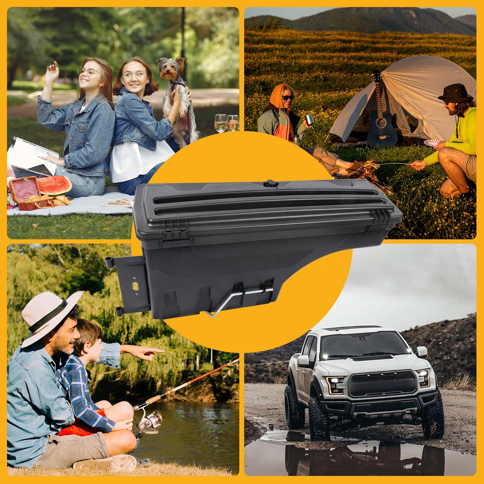Waterproof Swing Out Truck Bed Storage Tool Box Organizer Ford F-150 2015-2023