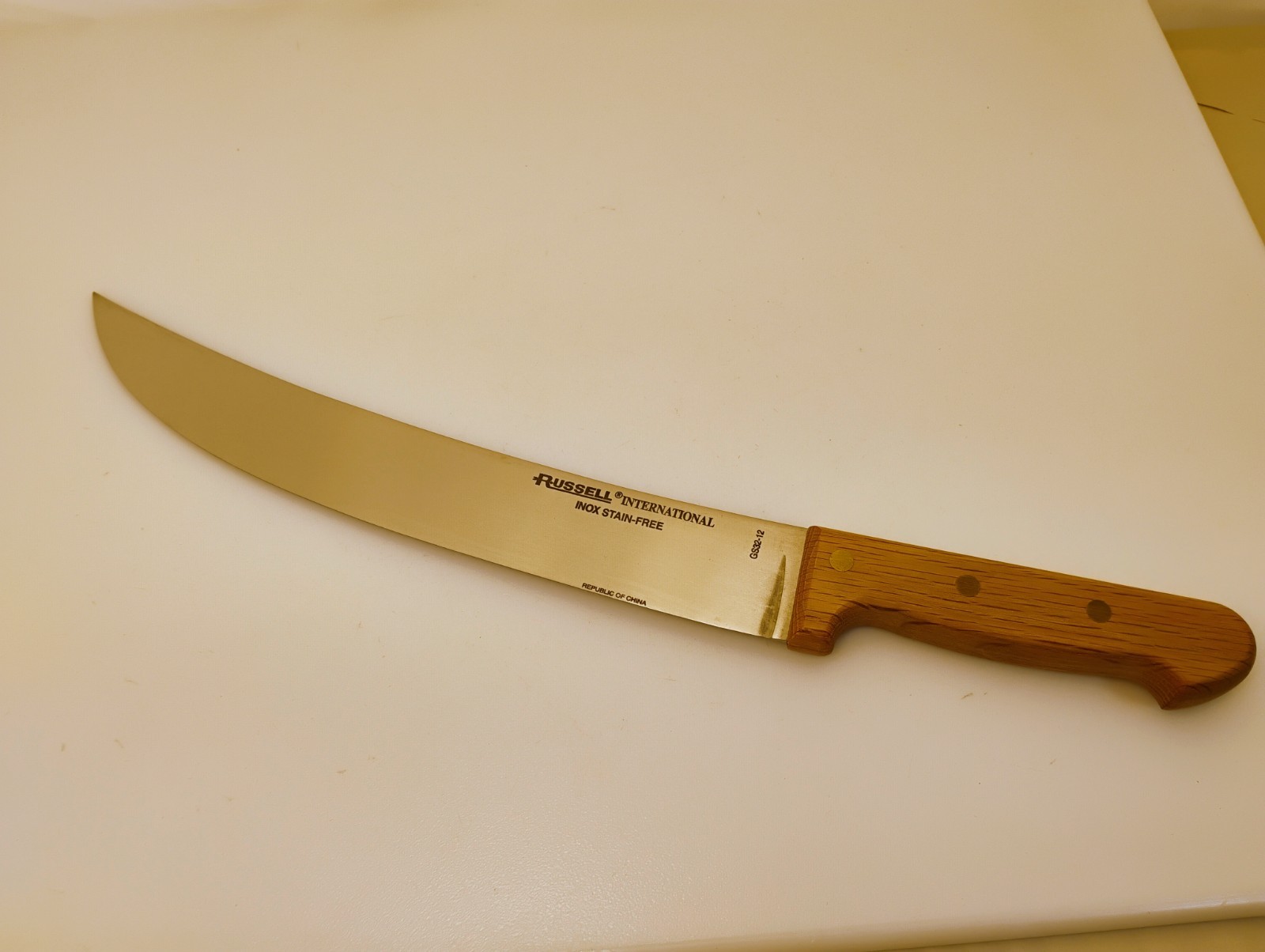 Russell 12-inch Cimeter steak Cutting Knife Wood Handle Inox Stainless GS32-12