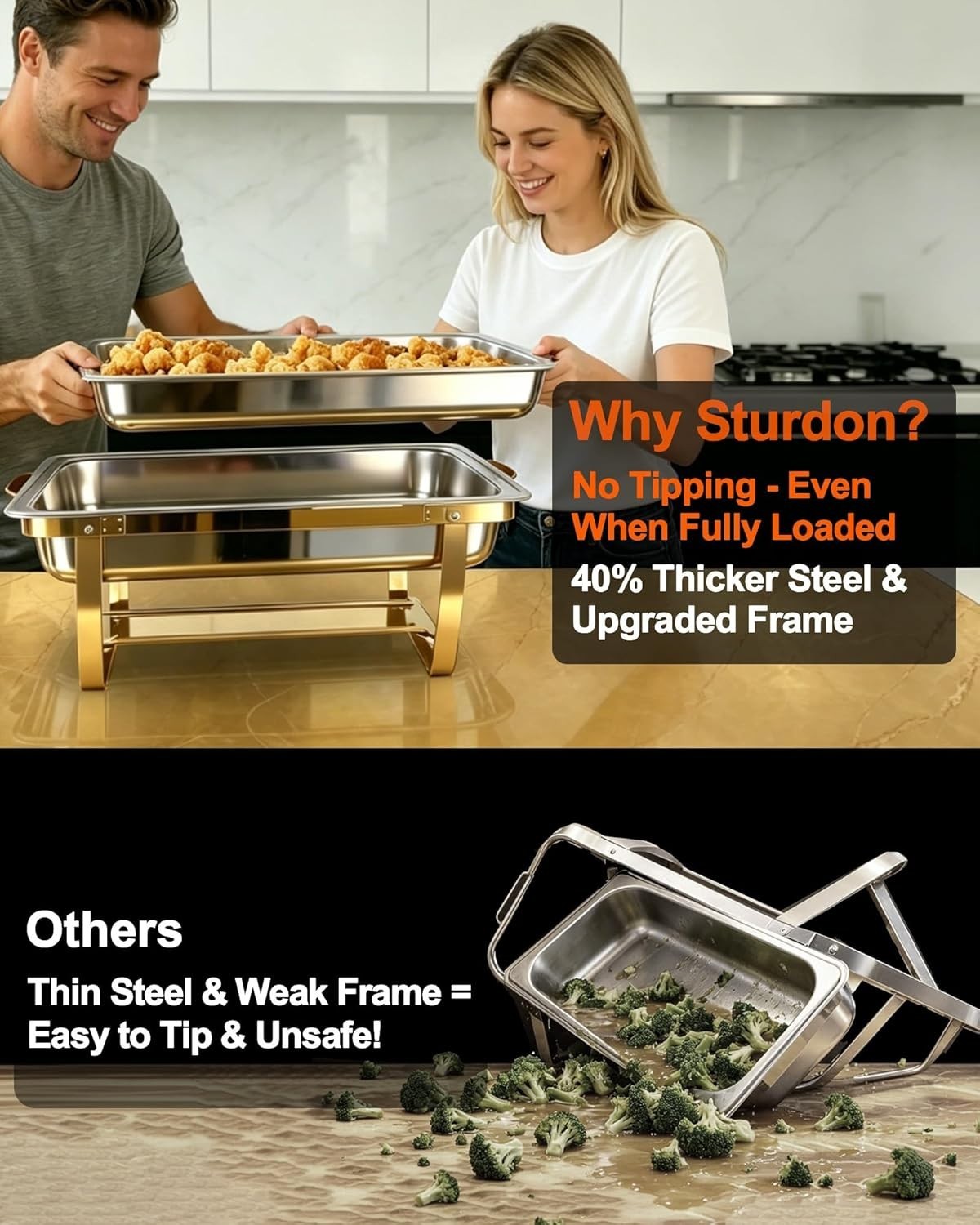 4-PK 9QT Rectangular Stainless Steel Chafing Dishes for Buffet w/ Lids