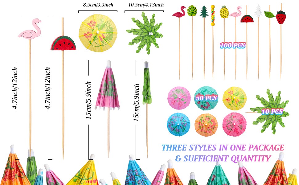 160 Pcs Cocktail Drink Decoration Accessories 60 Drink Cocktail Umbrellas 100