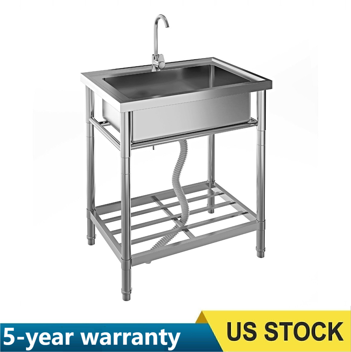 28» Stainless Steel Freestanding Commercial Utility Sink Single Bowl w/ Faucet