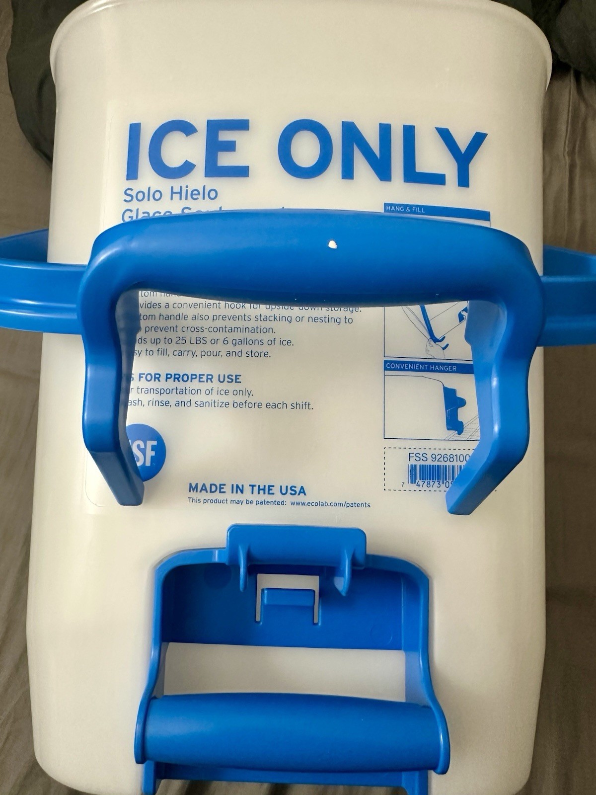 Ecolab Ice-Handler Clear Ice Bucket, Dishwasher Safe, Storage Bracket, NSF. NEW