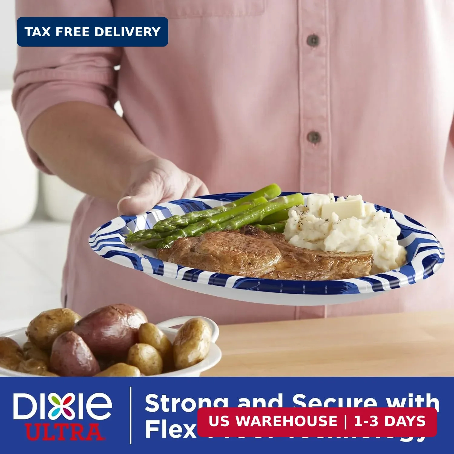 Dixie Ultra, Large Paper Plates, 10 Inch, 100 Count, 3X Stronger*, Heavy Duty, M