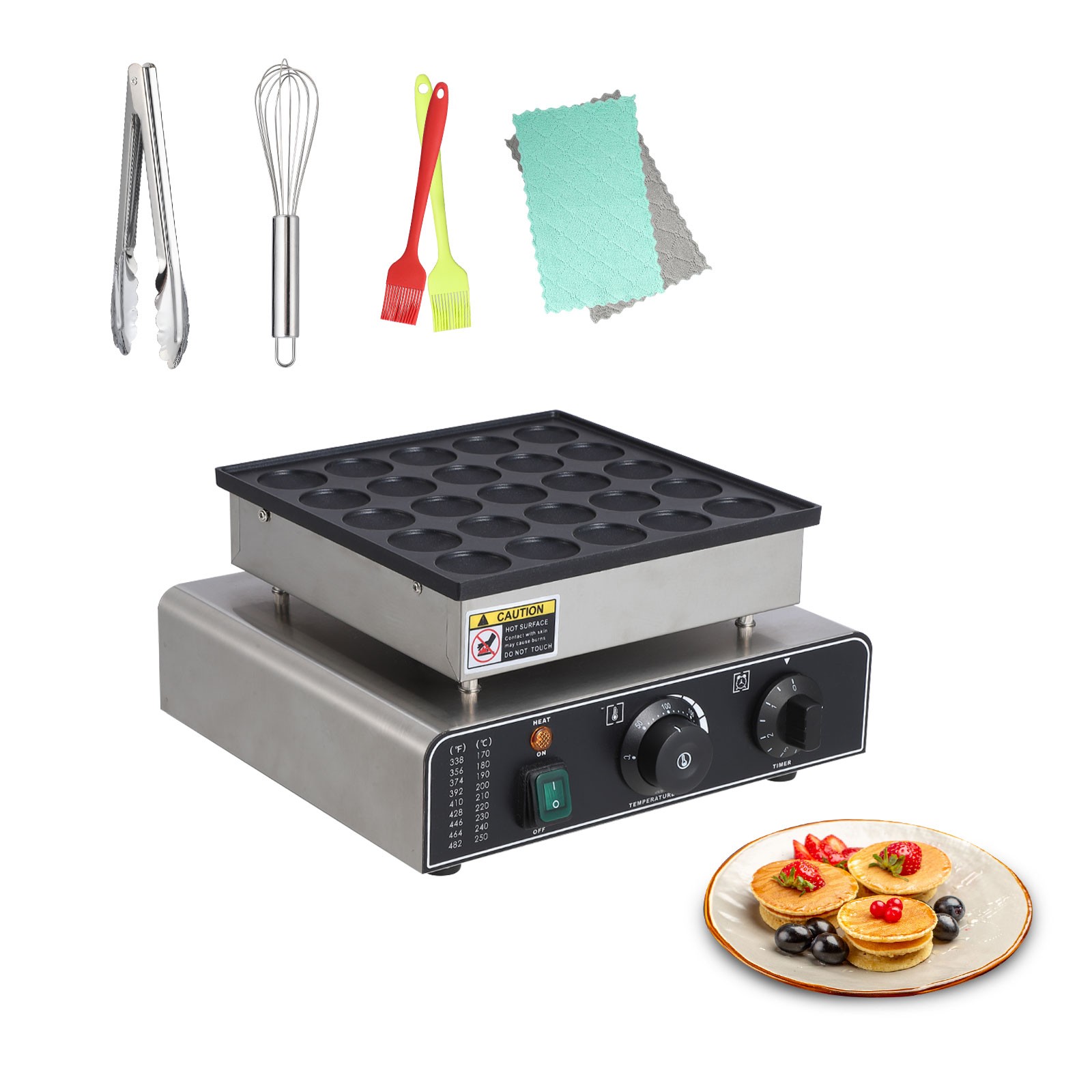 Garvee Mini Dutch Pancake Maker 25Pcs Non-stick 50-300°C Electric Waffle 50-300℃