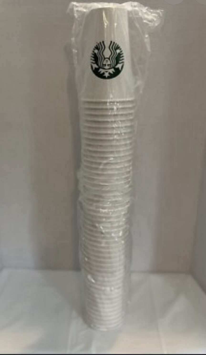 STARBUCKS 16OZ PAPER CUPS – 46 CT/ sealed sleeve. White disposable coffee cup
