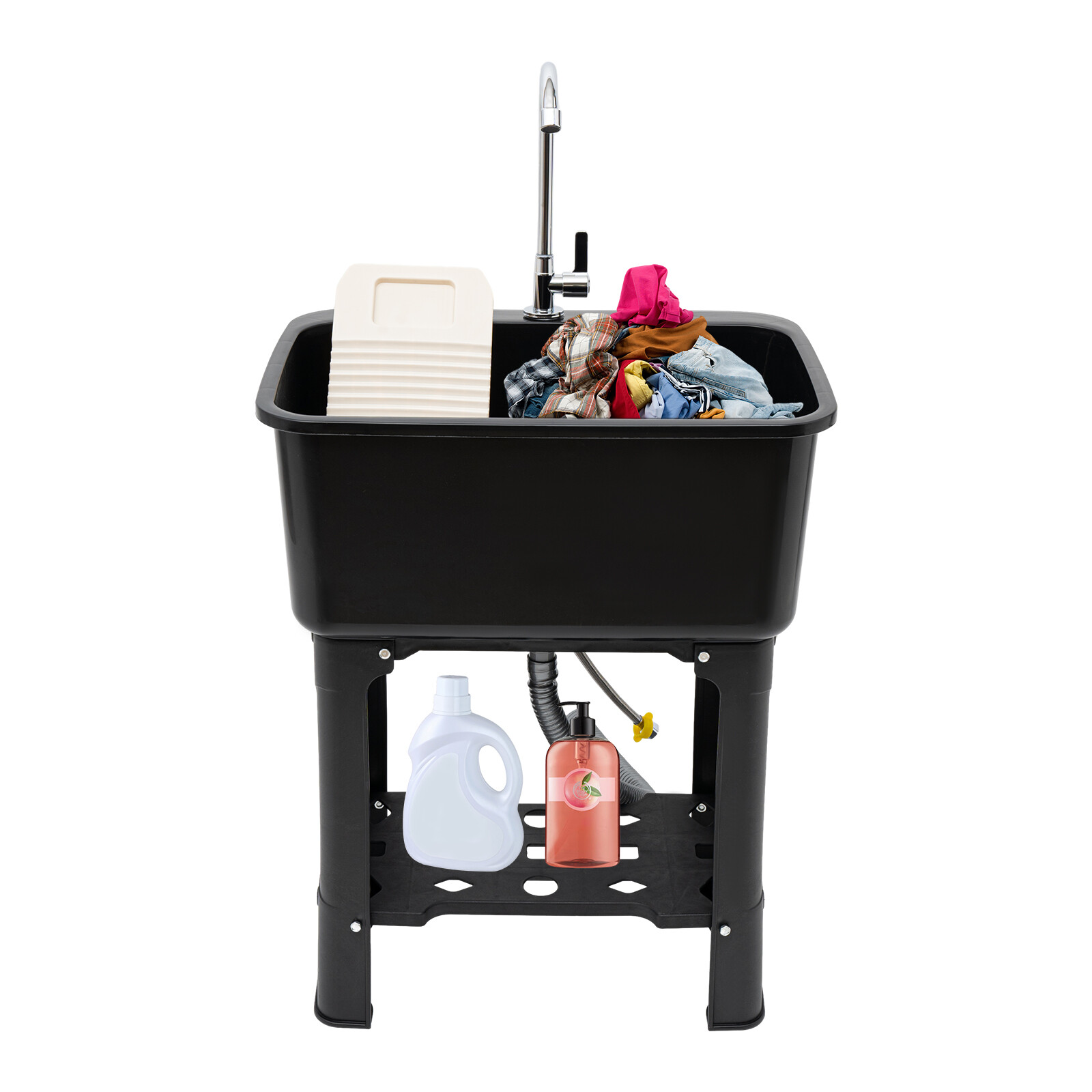 New Modern Utility Sink With Faucet Freestanding Utility Sink with Storage Shelf
