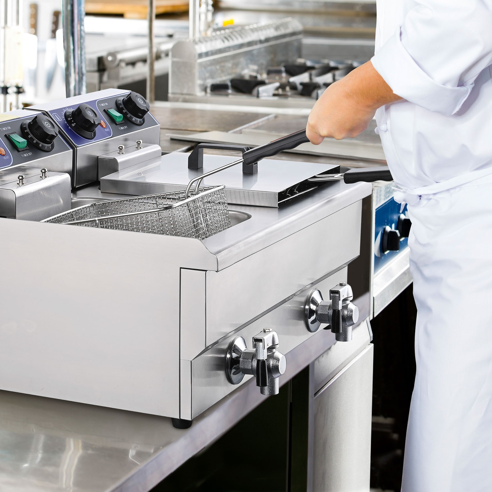 WeChef Commercial Electric Fryers 3000W 23.4L Countertop Dual Tank Restaurant