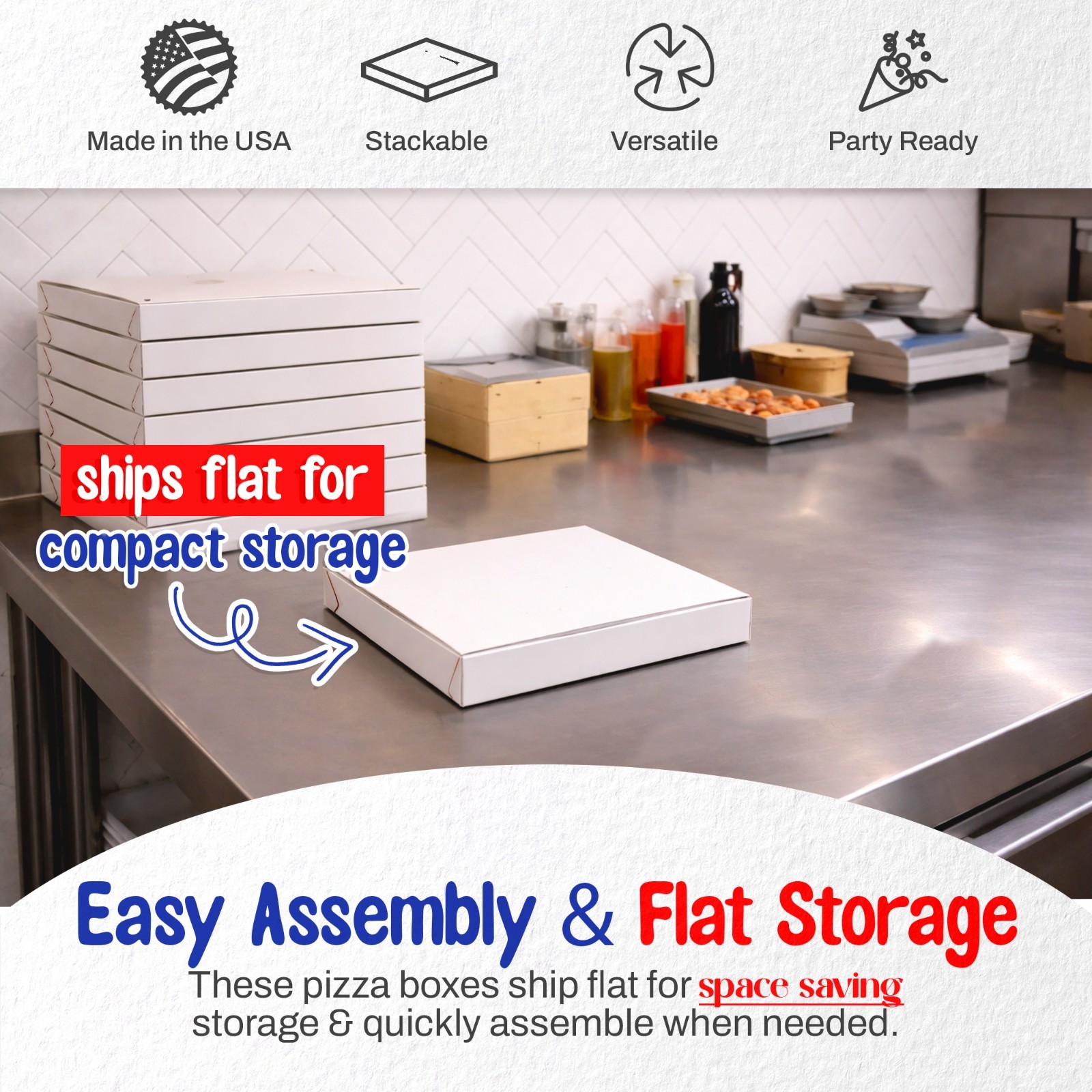 MT Products 14″ x 14″ x 1.9″ Extra Thin White Paperboard Pizza Boxes – 100 Pack