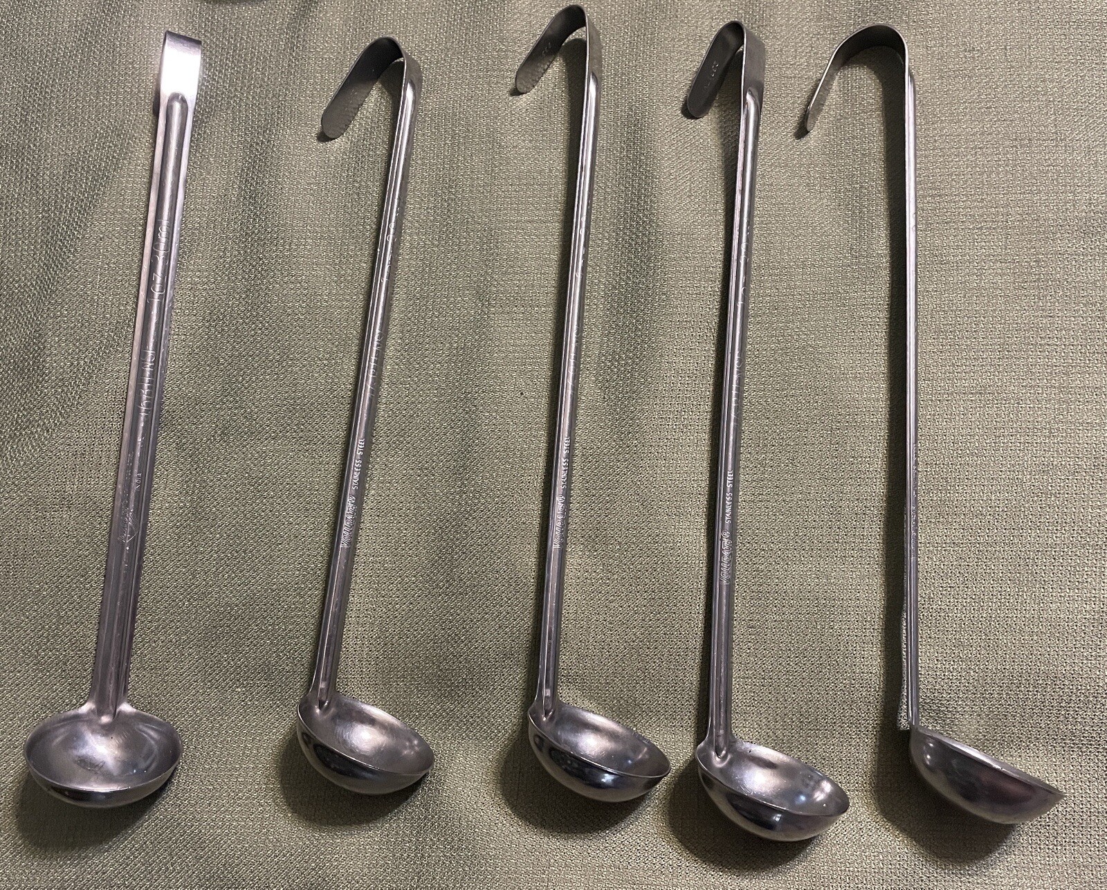 (LOT OF 14) STAINLESS STEEL LADLES (12) 1oz & (2) 1/2 ounce MADE IN INDIA NSF