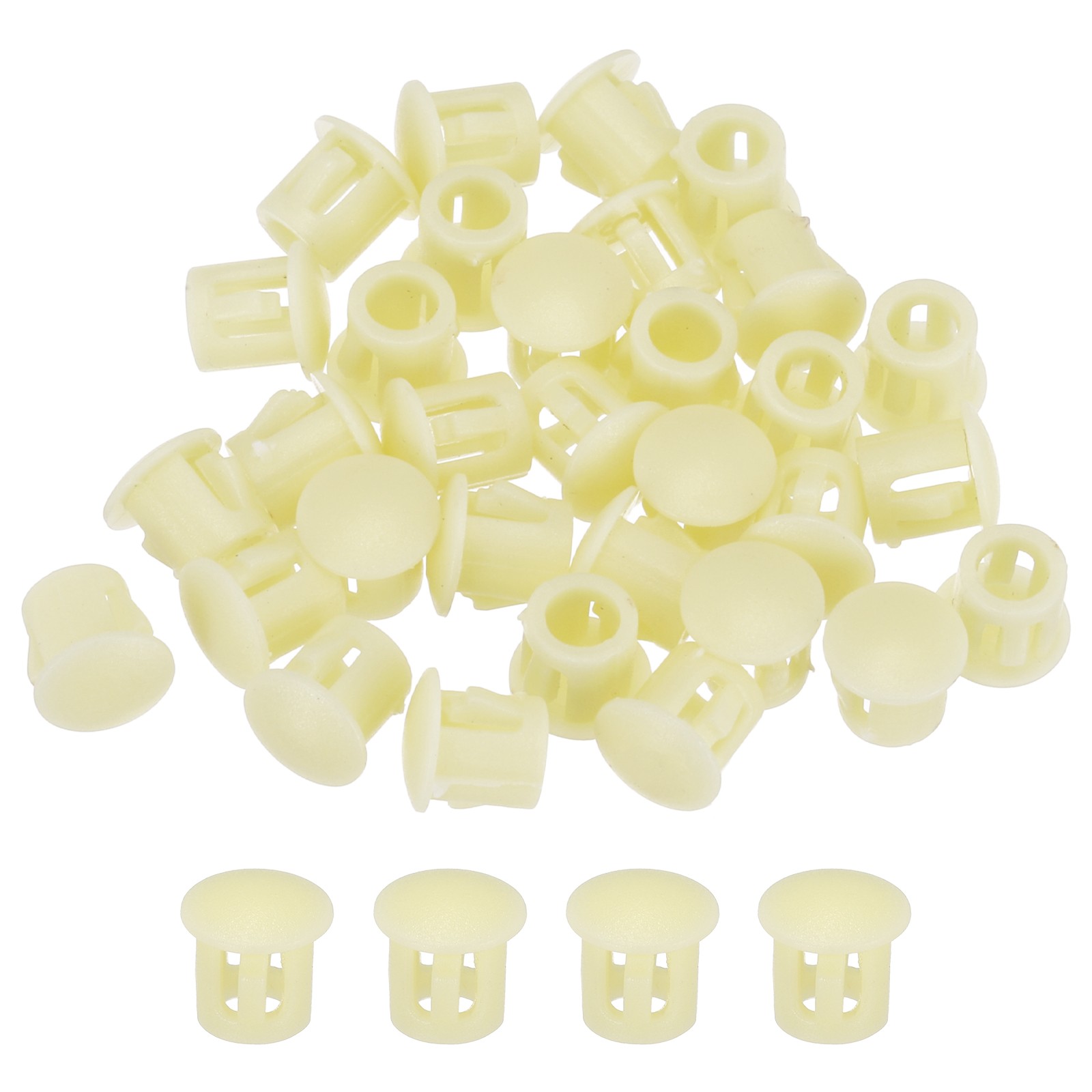 32Pcs 6mm Yellow Nylon Plastic Round Locking Hole Plugs Insert End Caps