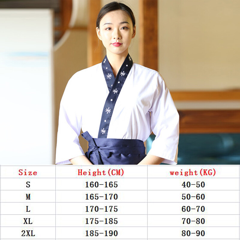 Unisex Japanese Medium Sleeve Cook Uniform Kimono Chef Sushi Restaurant Overalls