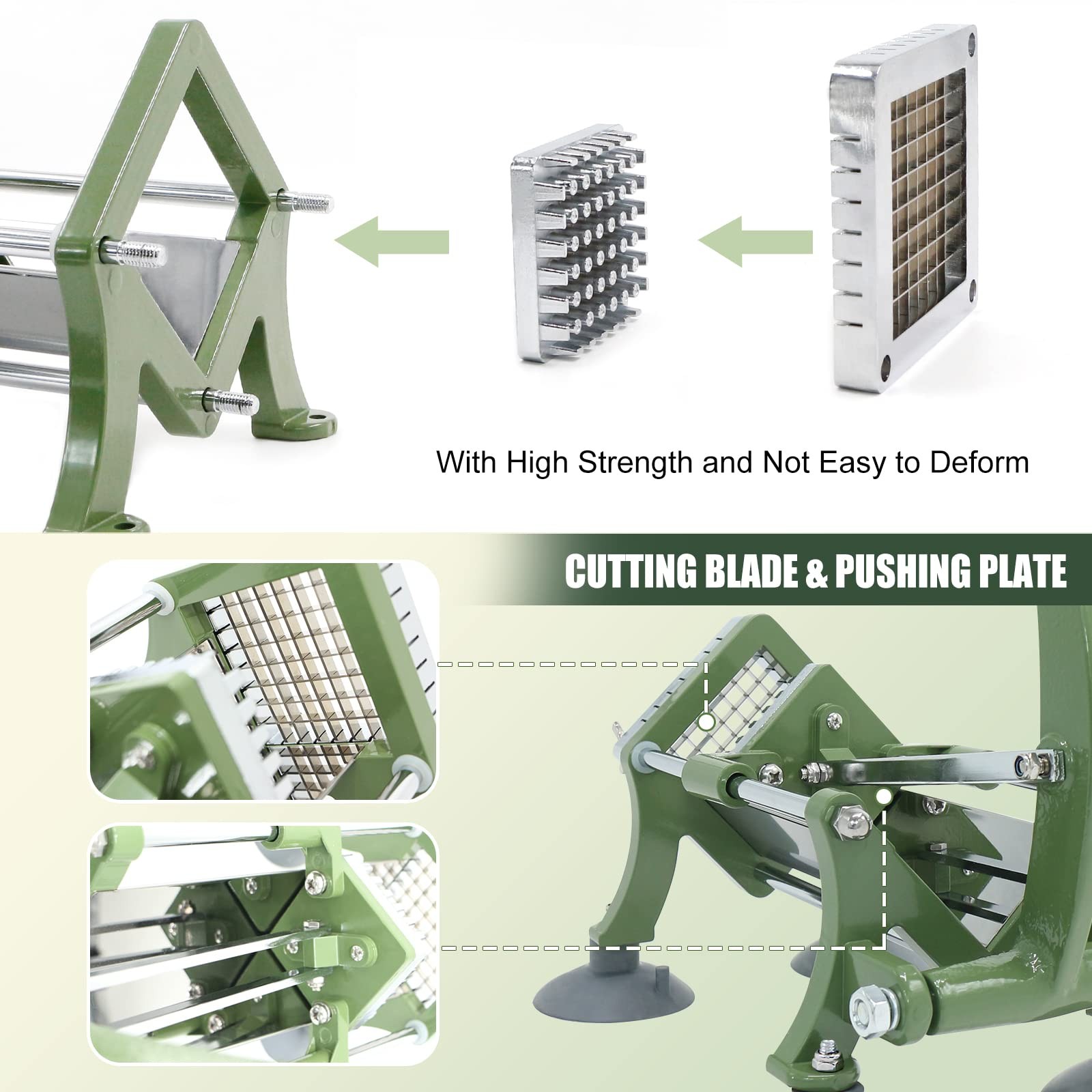French Fry Cutter with 3/8 Inch Blade, Green 3/8-Inch Blade