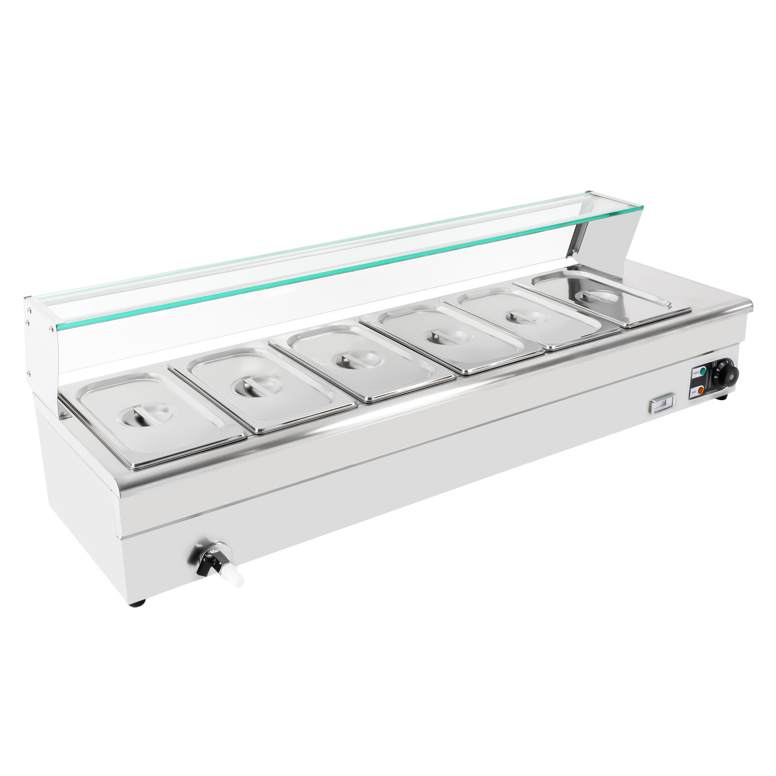6-Pan Electric Food Warmer Steam Table Buffet Bain Marie Countertop Commercial