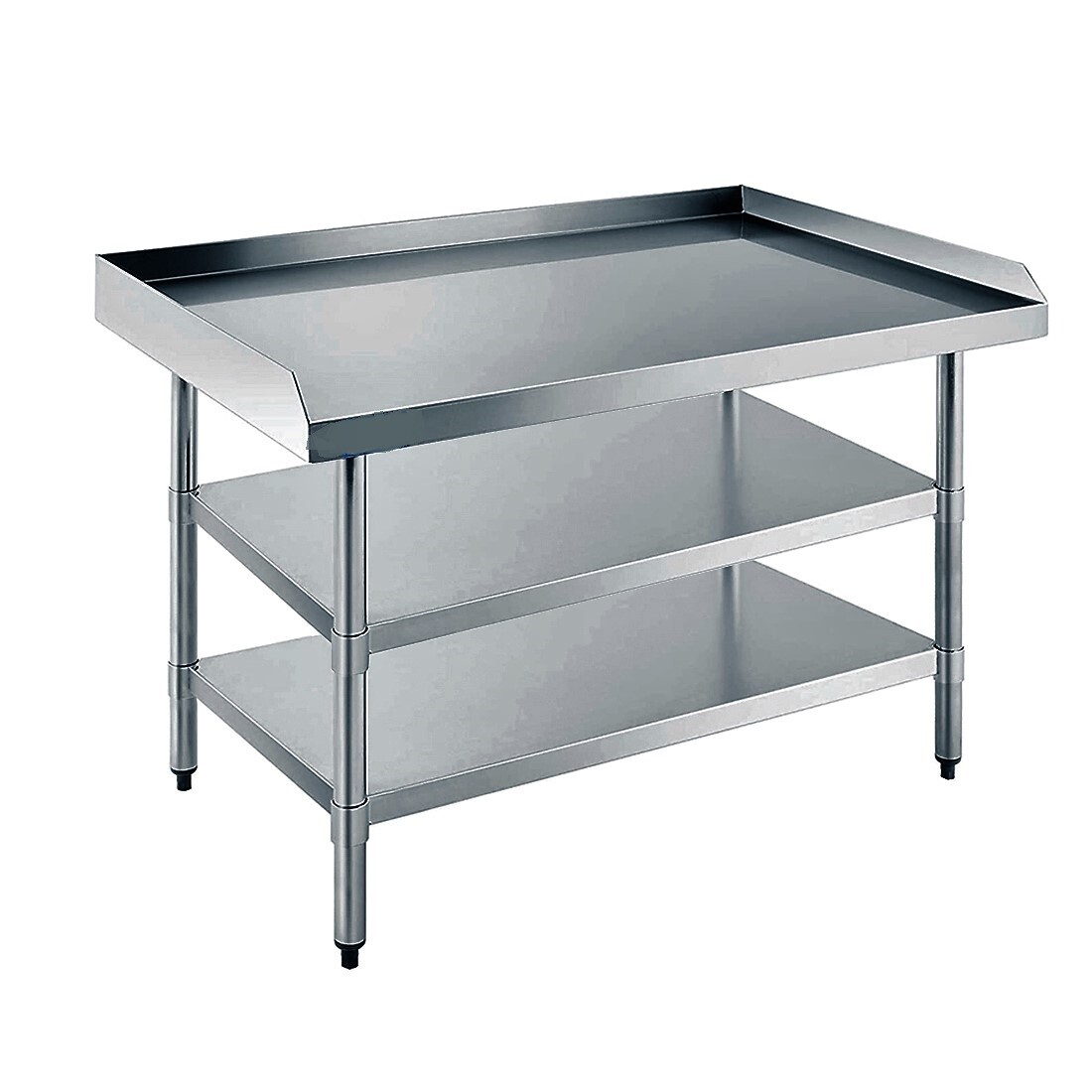 24″x48″ Stainless Steel Work Table with Two Undershelves and 3-Side 2″ Upturn