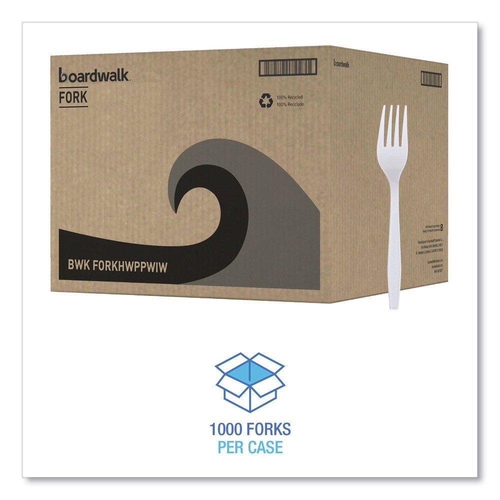 Boardwalk FORKHWPPWIW Heavyweight Wrapped Polypropylene White Fork (1000/Ct) New