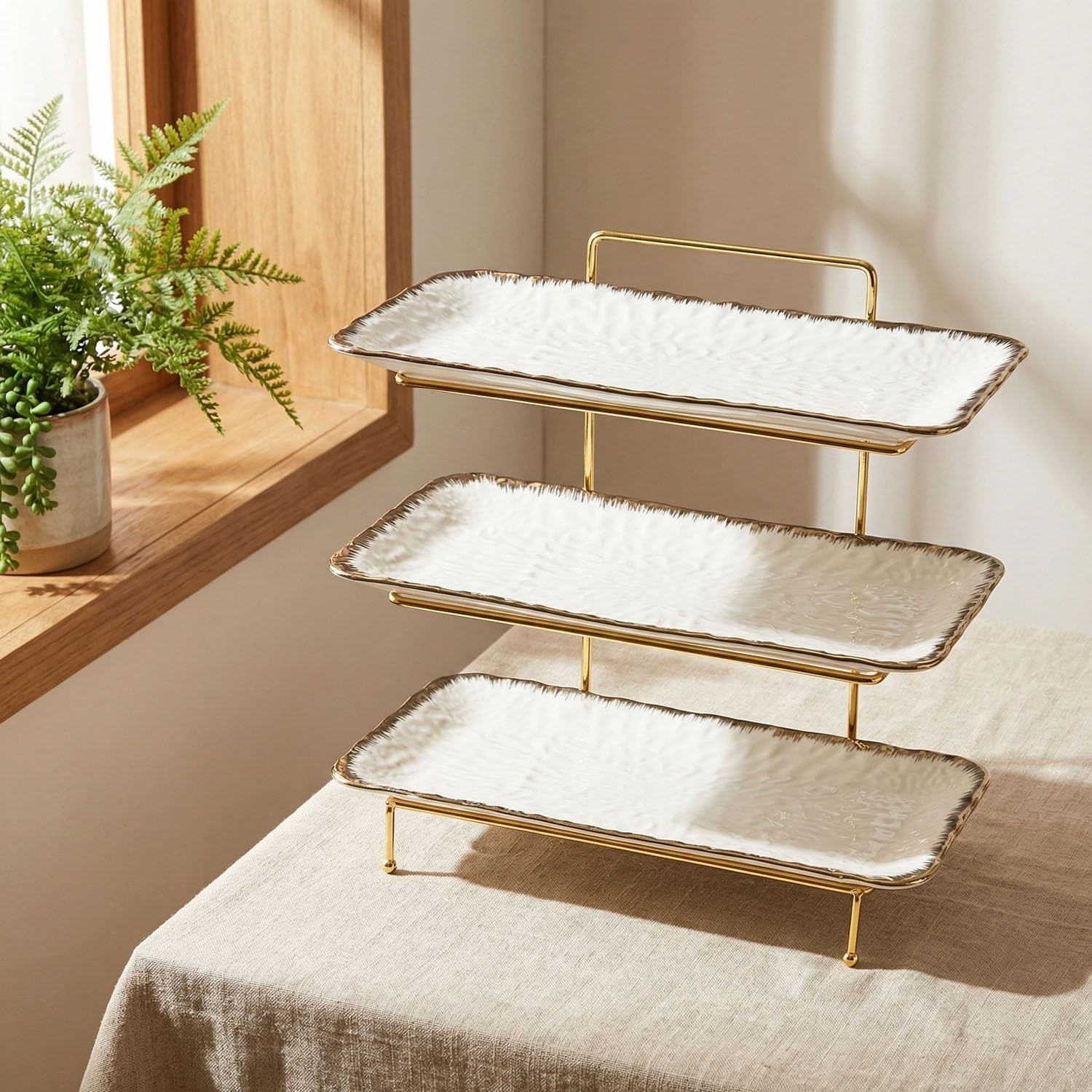 Liuywyhcf Three-Tier Ceramic – Three Large 14-Inch White