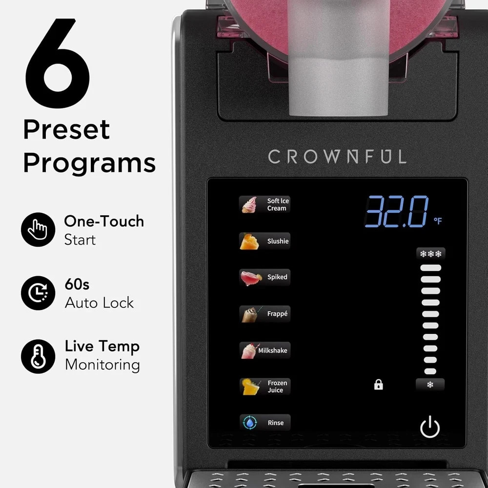 CROWNFUL Slushie Machine for Home, 101Oz (64Oz Liquid Fill) Frozen Drink Maker,