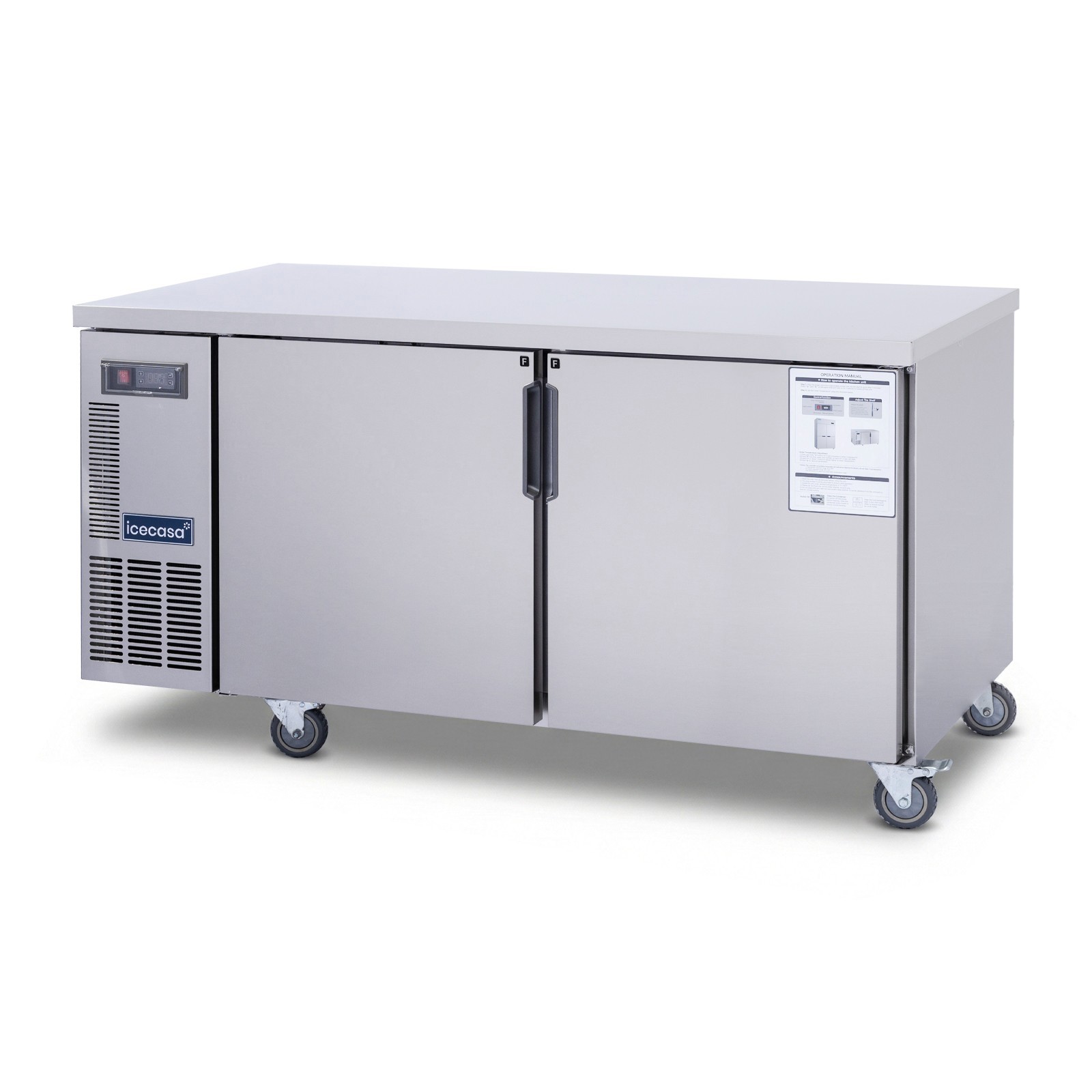 ICECASA 60″ Commercial Worktop Freezer Undercounter Stainless Steel Fridge