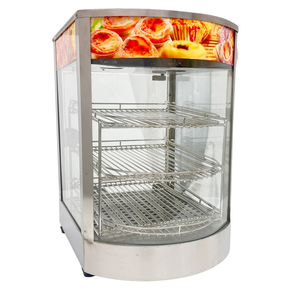 110V 850W Stainless Steel Food Pizza Warmer Display Cabinet with 3 Movable Layer