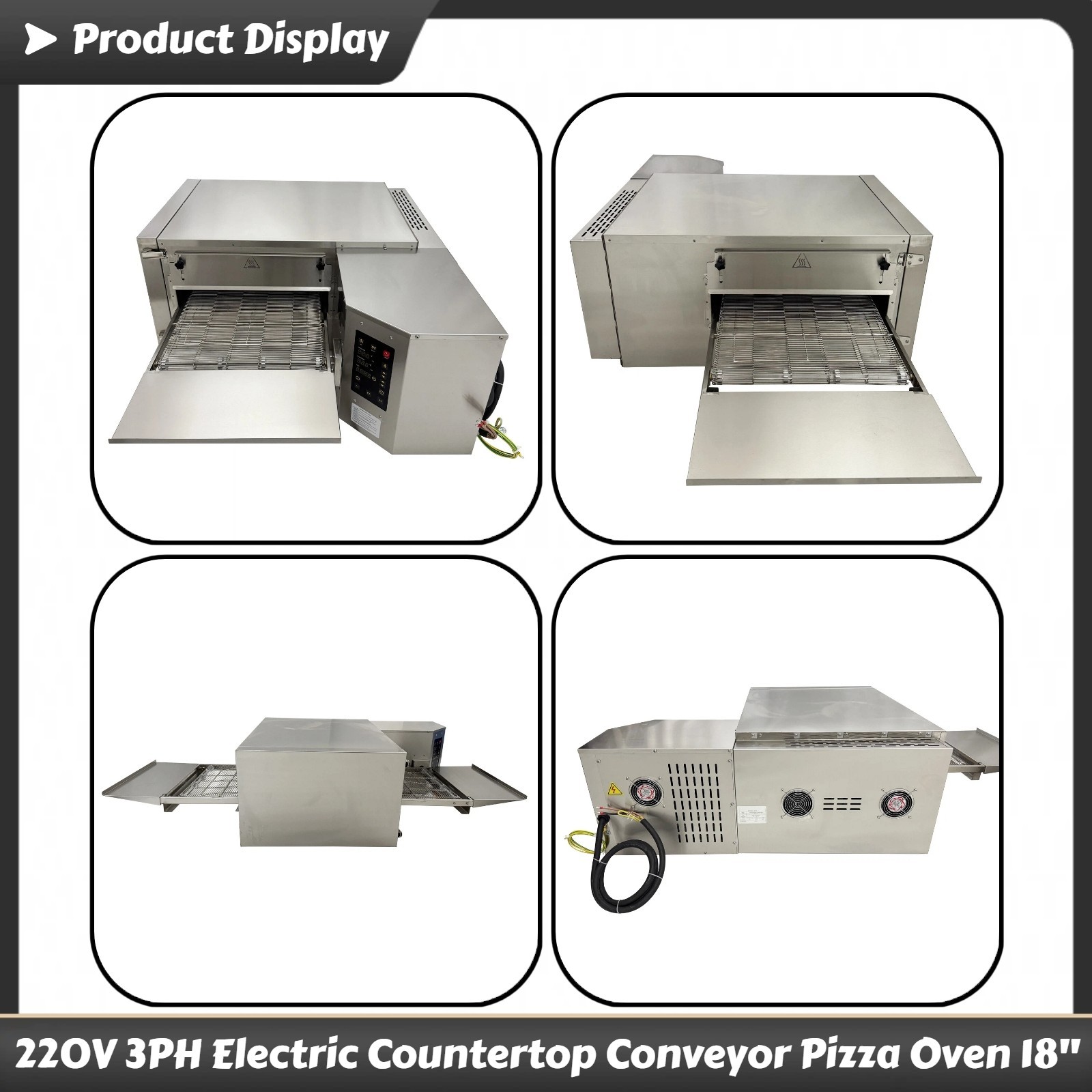220V 3PH 9KW Countertop Conveyor Pizza Oven Commercial Baking Electric Oven 18″