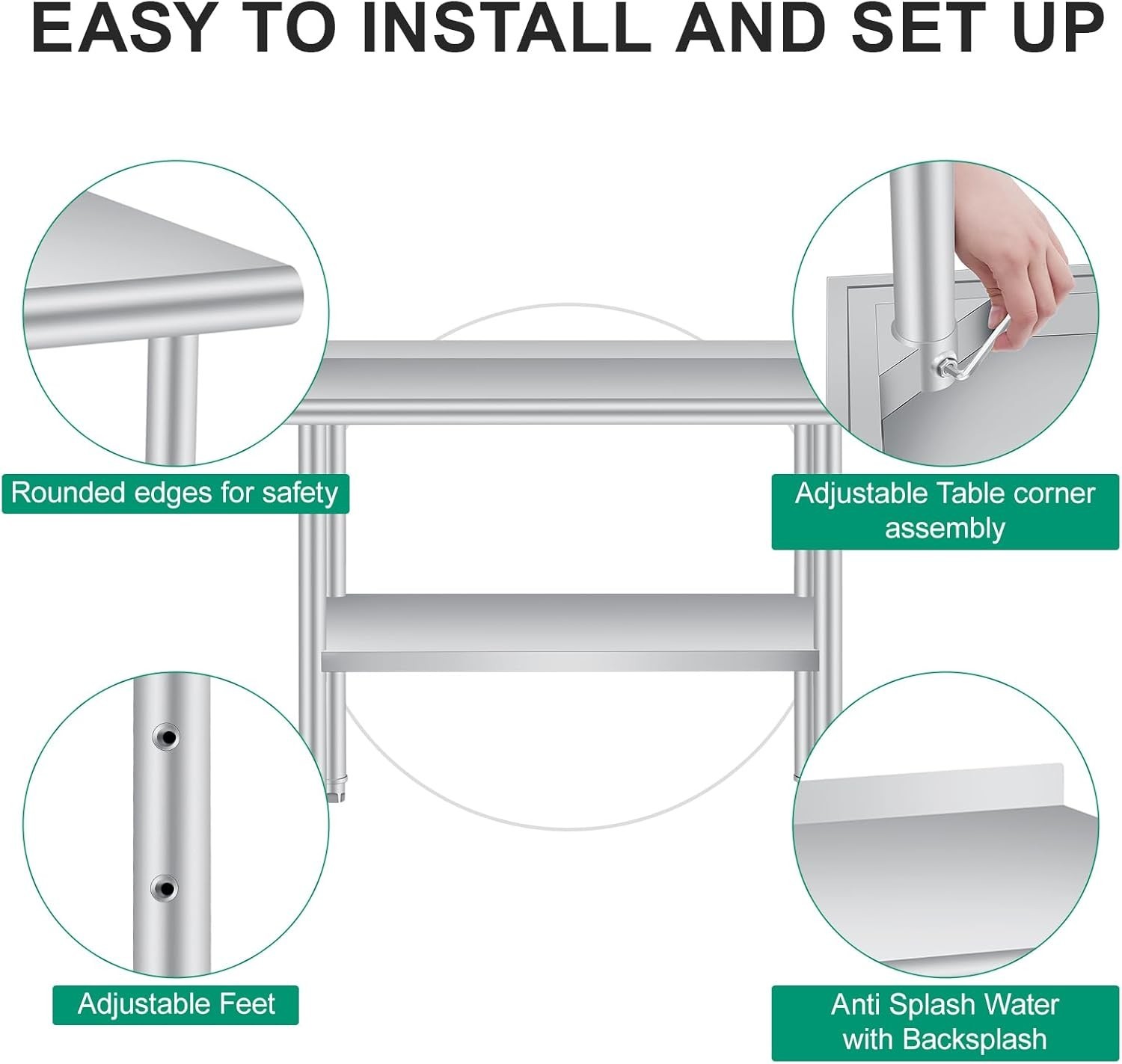 Stainless Steel 48»/60″ NSF Kitchen Restaurant Work Prep Table with Backsplash