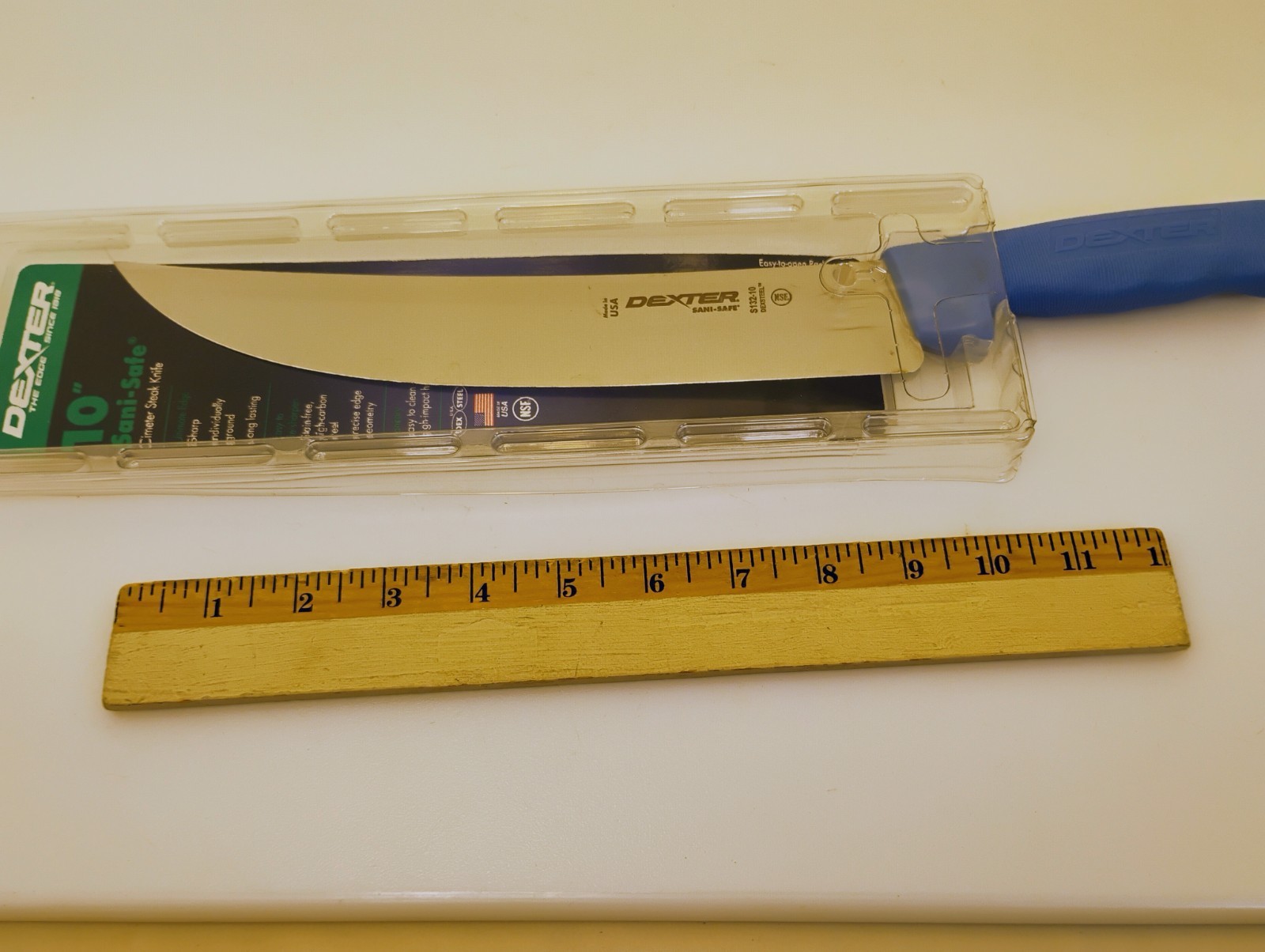 Dexter USA 10″ Cimeter Steak Cutting Knife Blue Handle Stiff Stainless S132-10