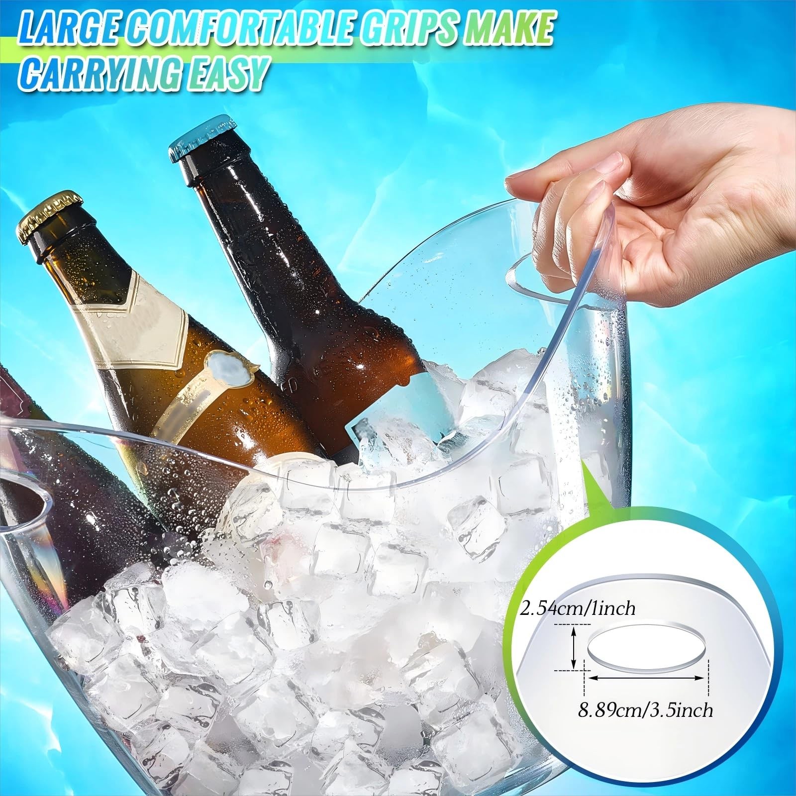 Cunhill 6 Pieces Plastic Clear Ice Bucket Scoops Clear Acrylic Ice Tub Plastic