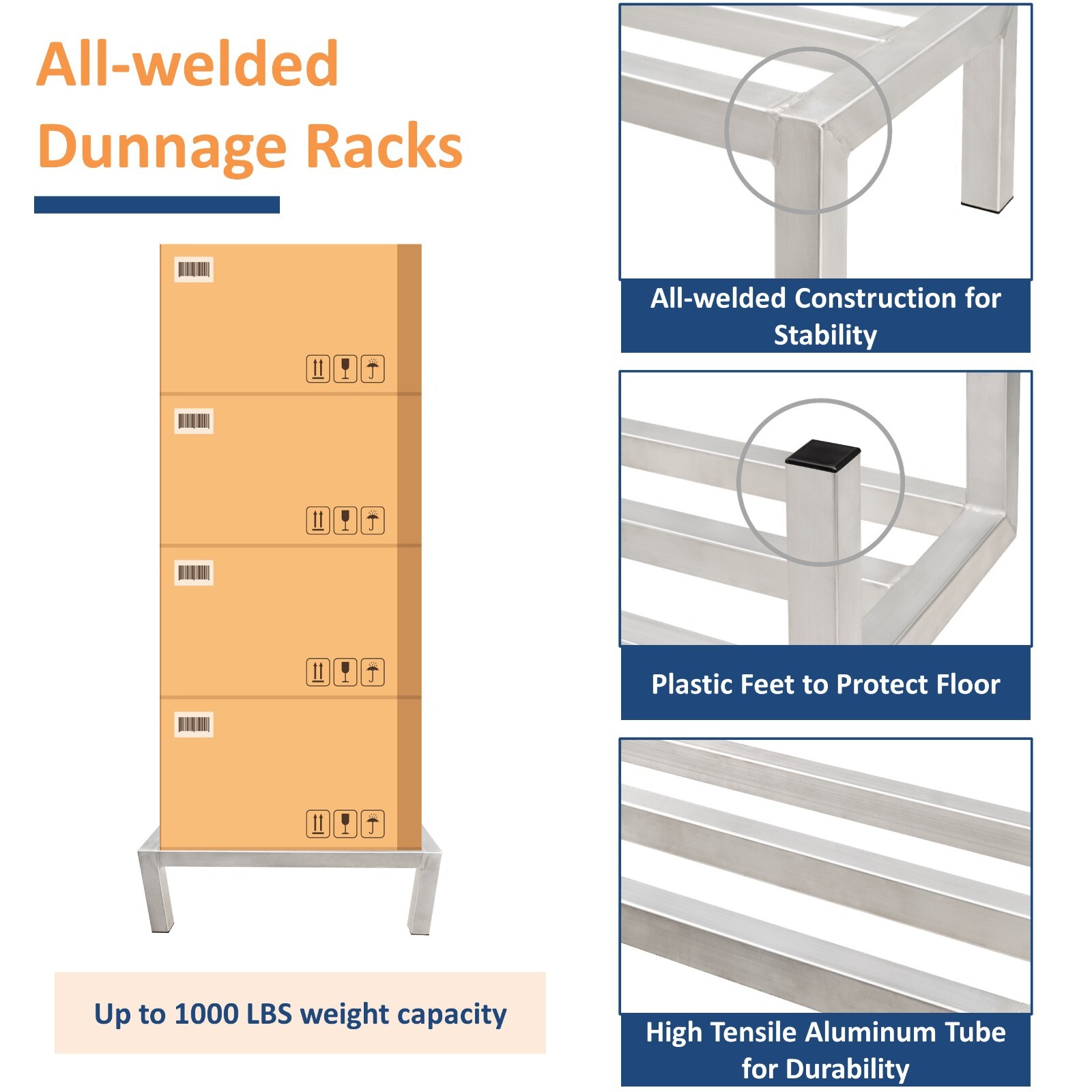GSW 20″W x 12″D x 8″H Aluminum All-welded Dunnage Racks for Floor Storage