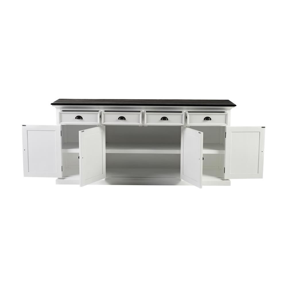 Beaumont Lane Mahogany Wood Buffet with 4 Doors 3 Drawers in White and Black