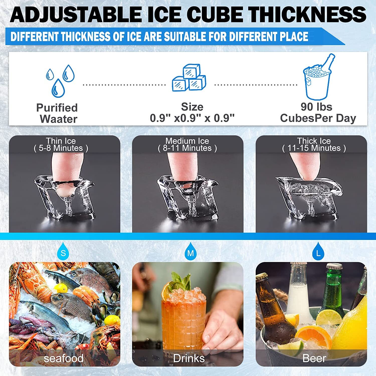 132lbs Built-in Commercial Ice Maker Stainless Steel Freestanding Cube Machine