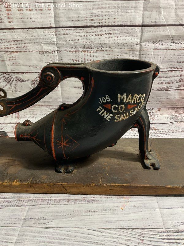 Antique Vintage Sausage Stuffer Cast Metal Country Farmhouse Kitchen Tool 28.5″